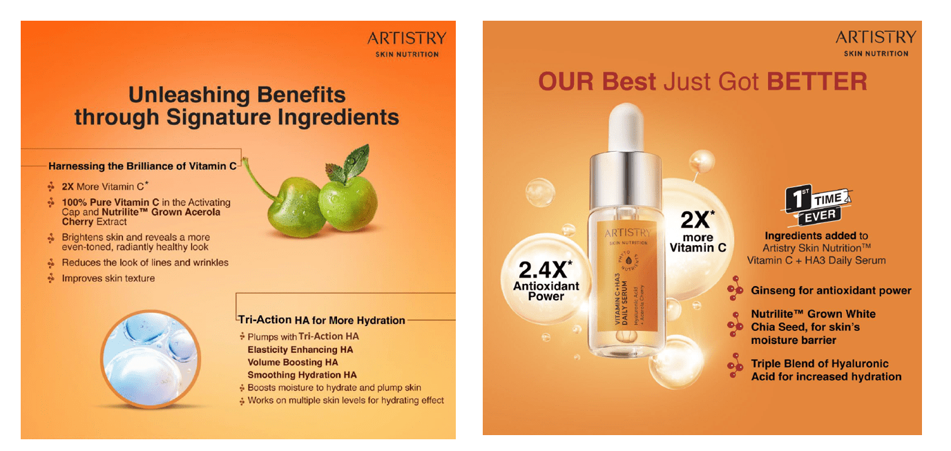 What are the features and benefits of Artistry Vitamin C + HA3 Daily