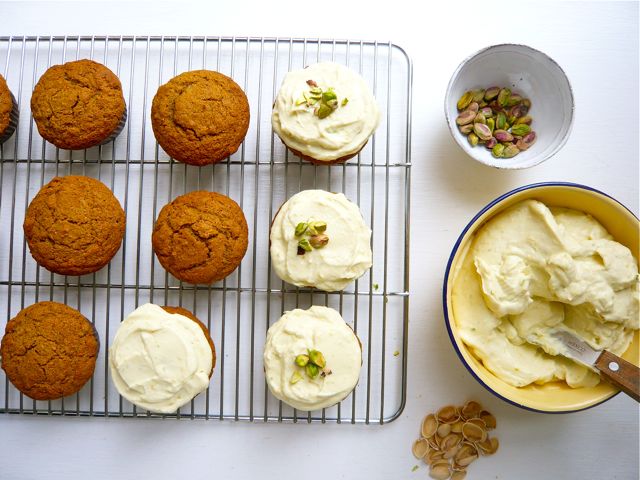 Carrot pistachio cupcakes with citrus frosting Amy Chaplin