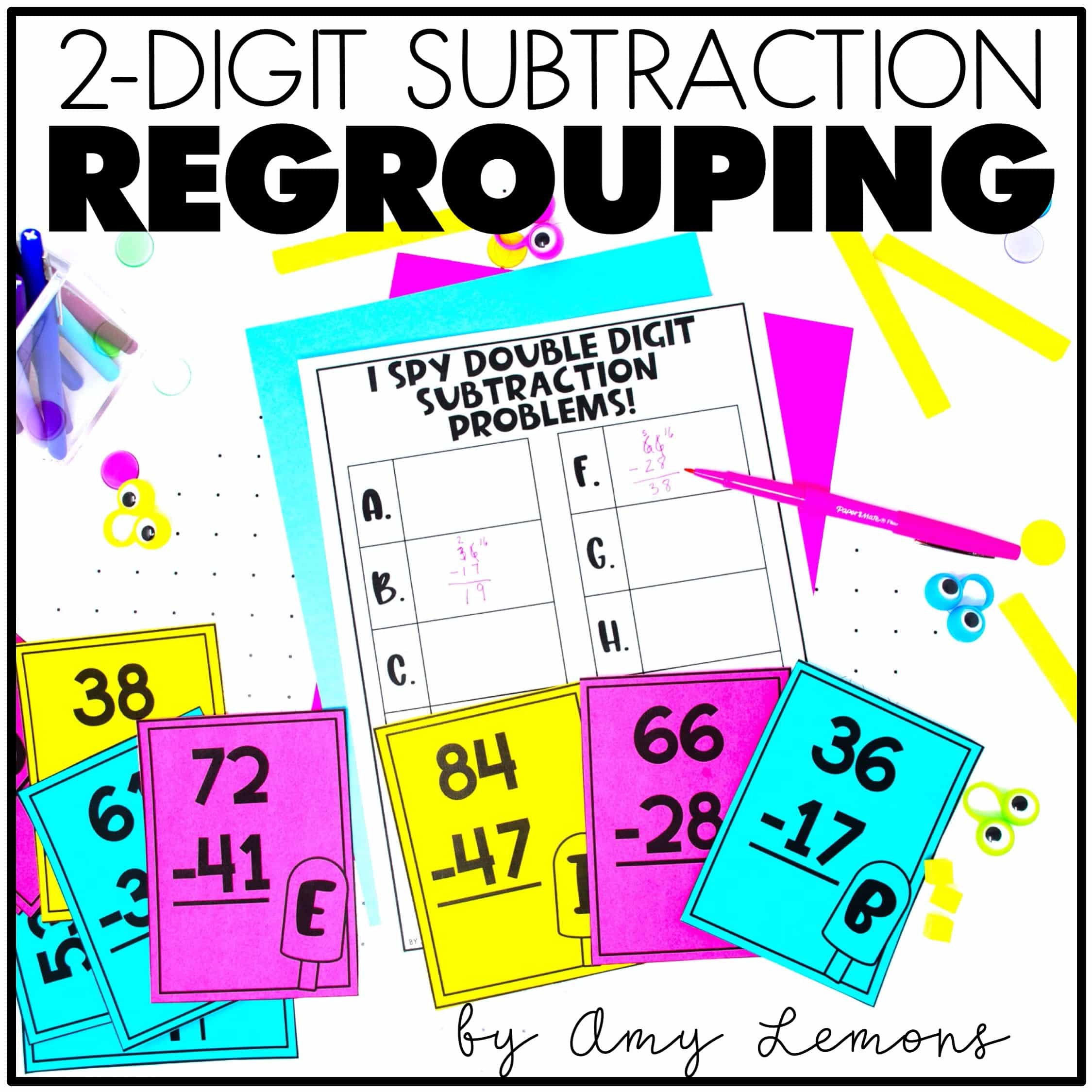 2 Digit Subtraction with Regrouping - Amy Lemons