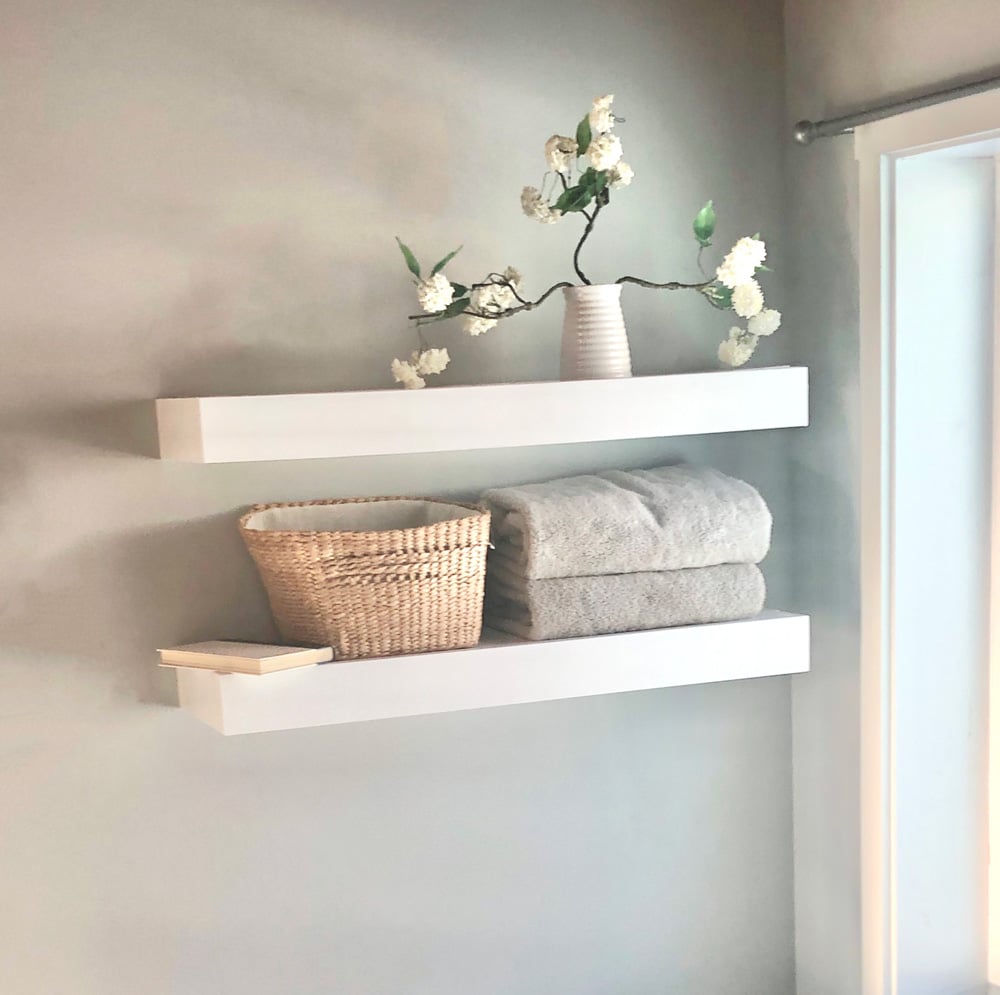 Long White Floating Shelves Wooden Vintage