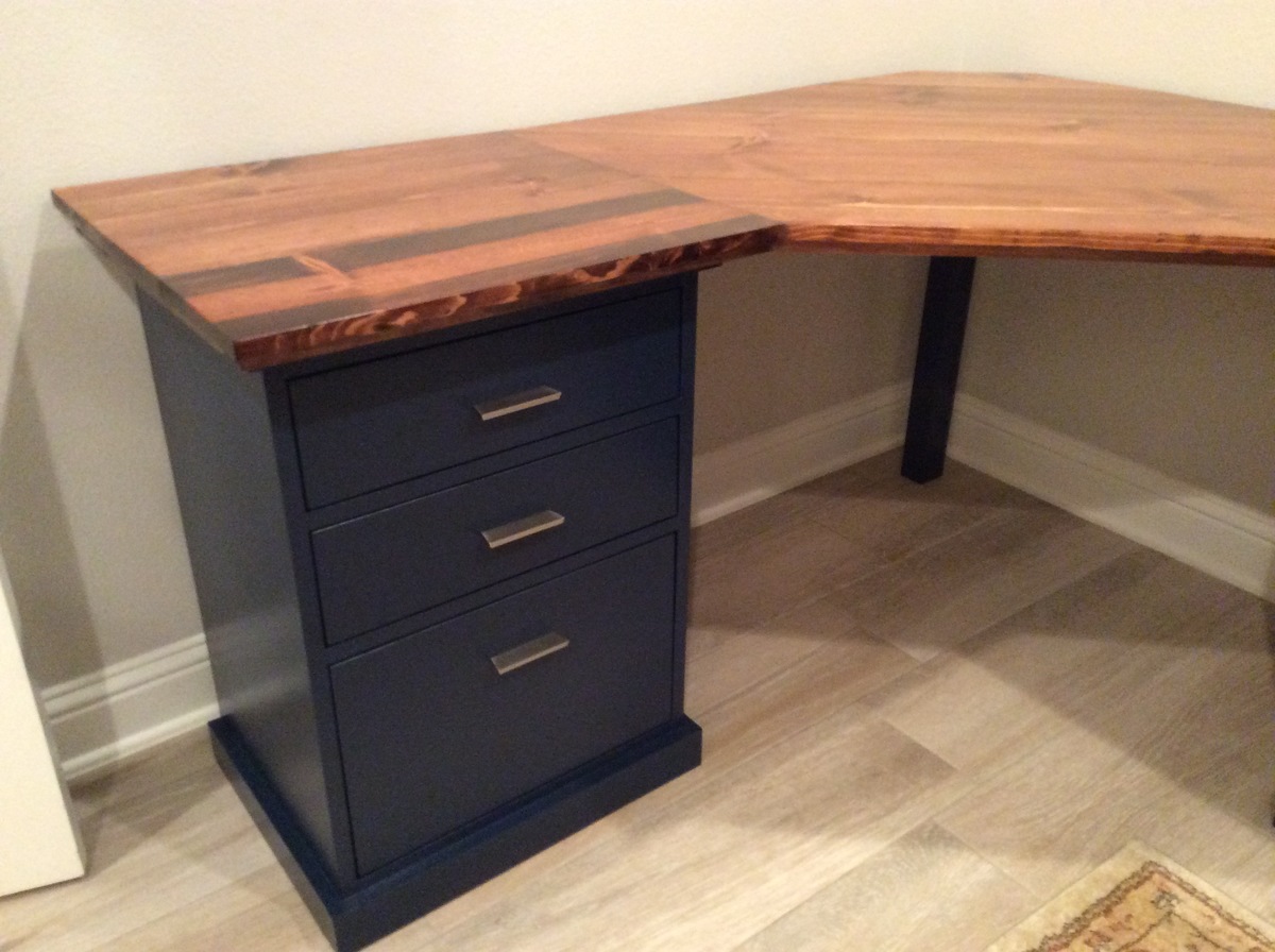 Colorful Custom Bedford Corner Desk with Live Edge Desktop Colorful Custom Bedford Corner Desk with Live Edge Desktop