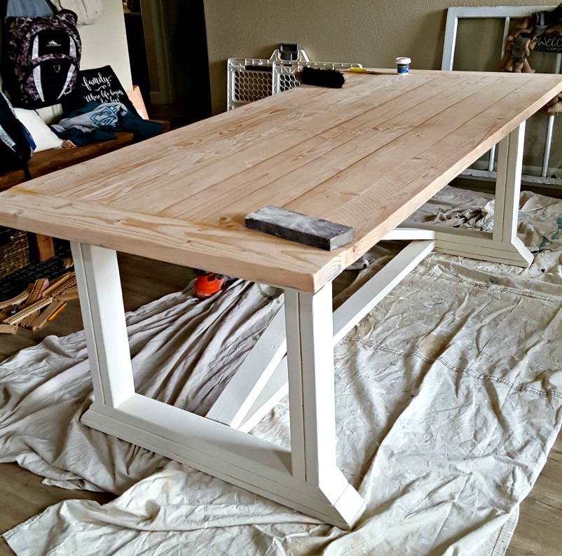 Ana White Rekourt Dining Room Table and benches DIY Projects