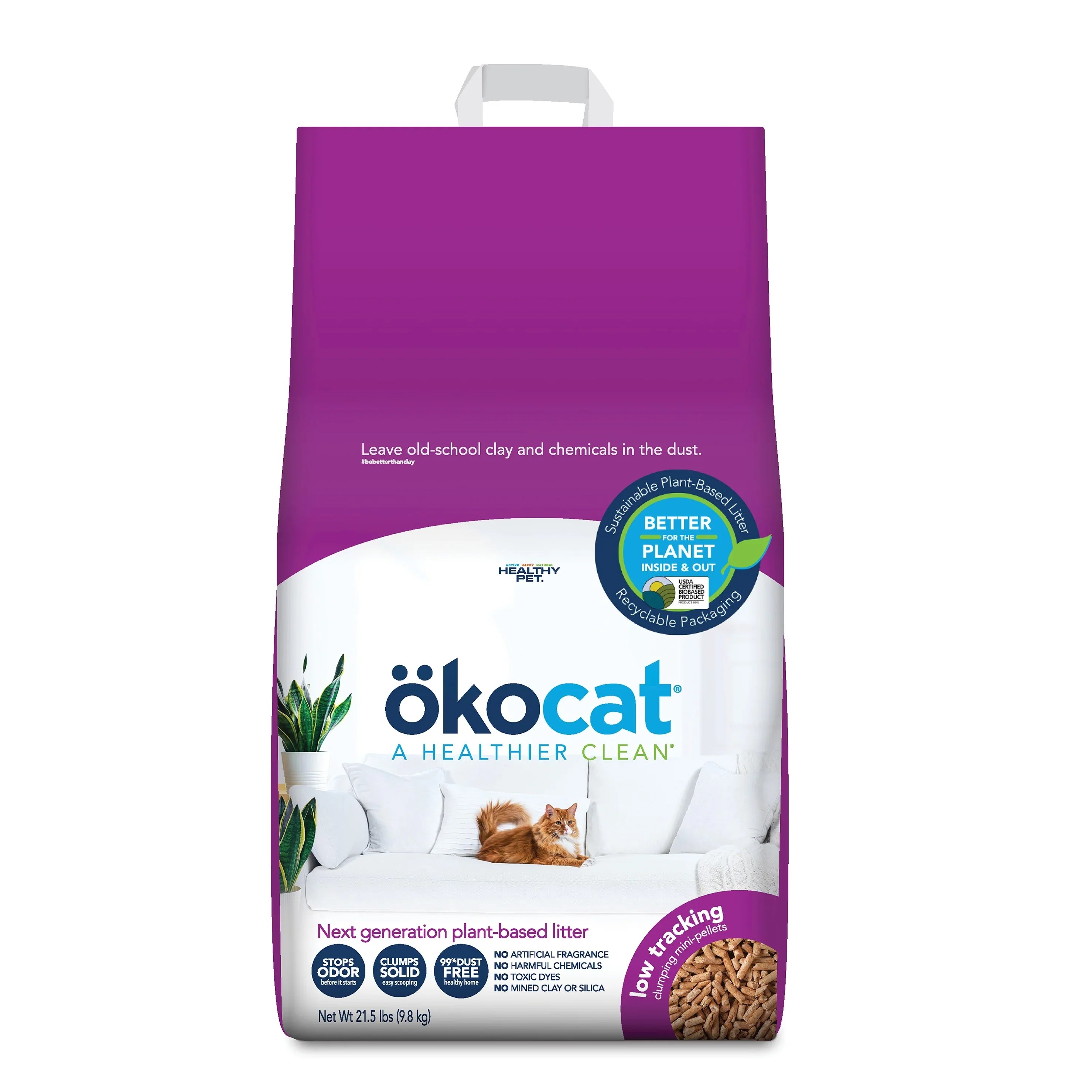 Okocat® Less Mess Clumping LowTracking, MiniPellets Wood 14lb, Cat