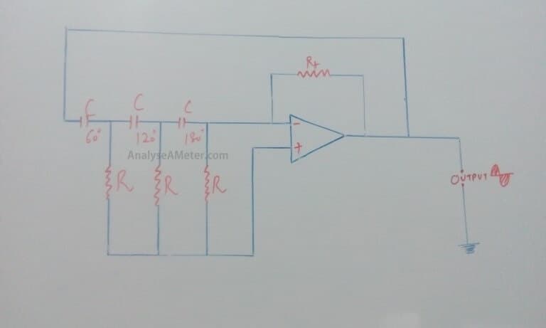 Phase Shift Oscillator Circuit explanation using op-amp, transistor and