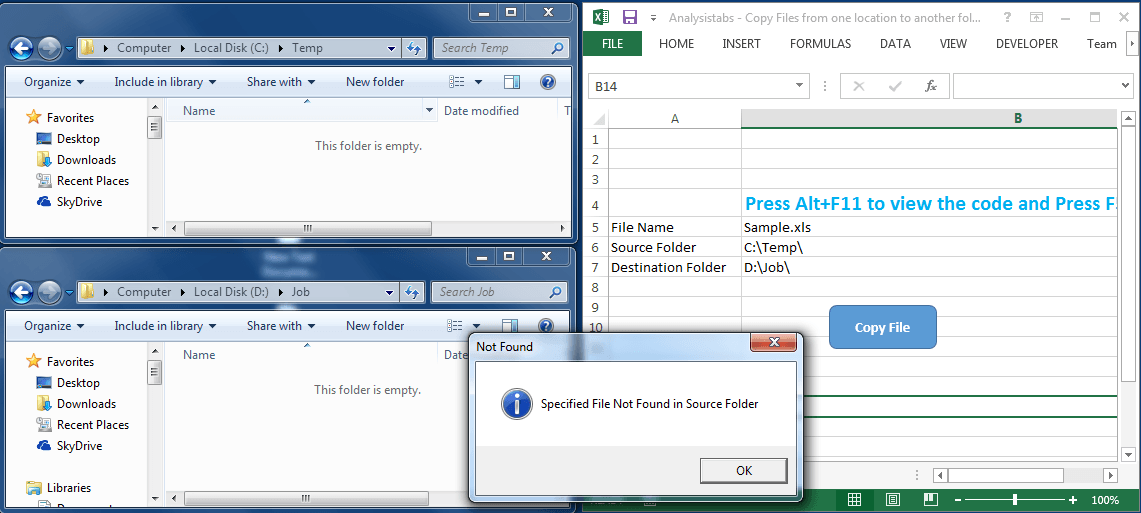 Copy Files from One Location to Another Folder Direcory in Excel VBA