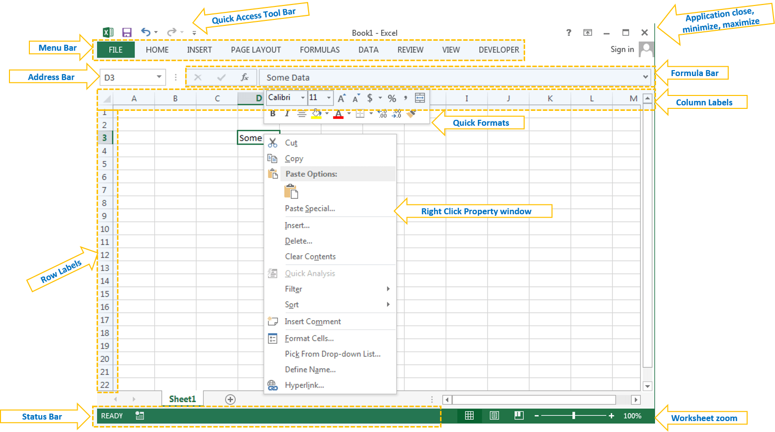 Introduction to Excel Interface and Objects