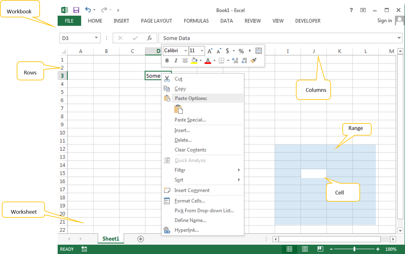 Introduction to Excel Interface and Objects