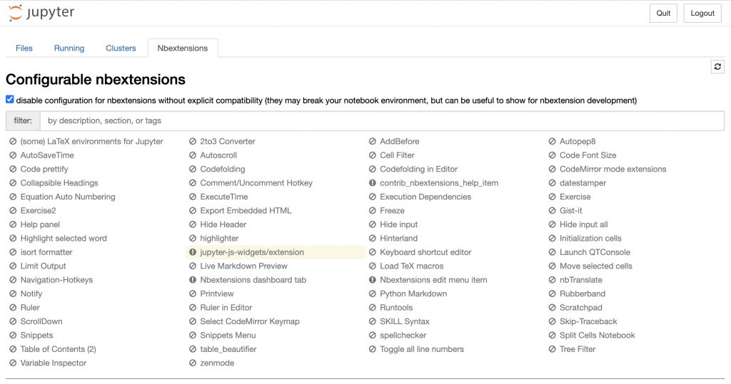 jupyter notebookの拡張機能を導入する 分析ノート