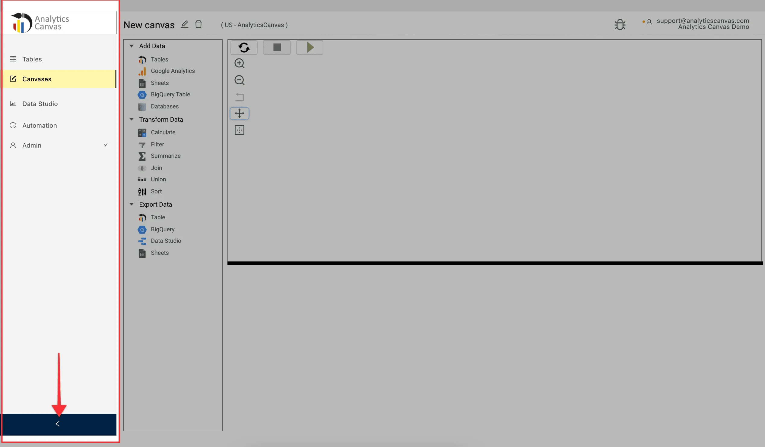 Introduction to a Canvas (UI Overview) Analytics Canvas