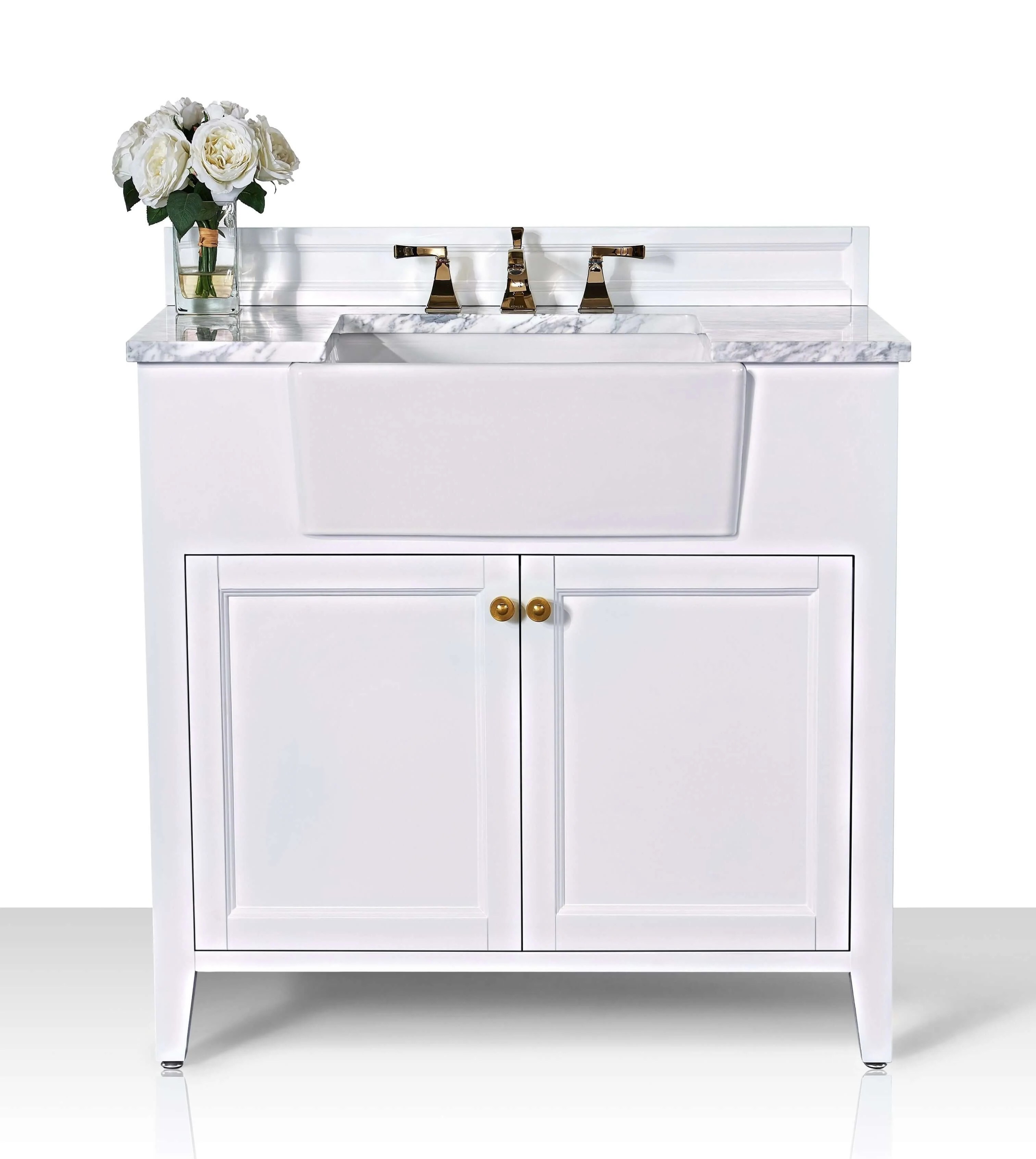 Ancerre Adeline Bathroom Vanity Sink with Carrara Marble Top