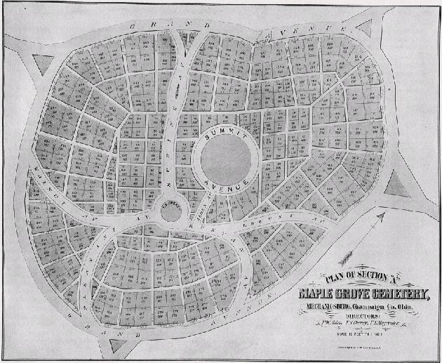 Plan of Maple Grove Cemetery, Mechanicsburg, Ohio