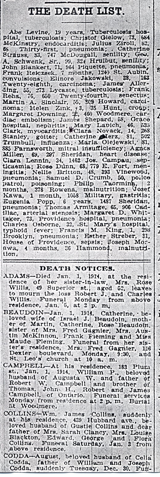 Detroit Obits and Death Notices.