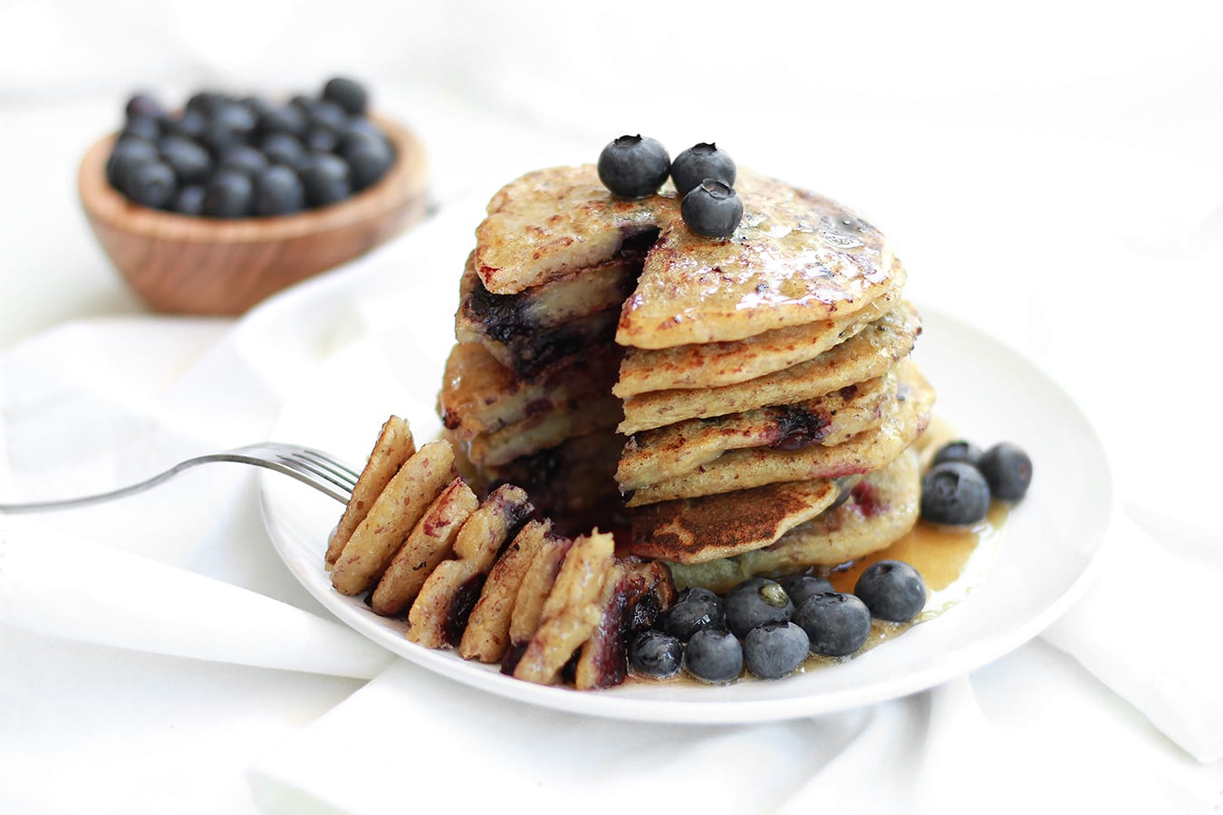 Protein Pancakes with Quinoa and Blueberries, Vegan & GlutenFree