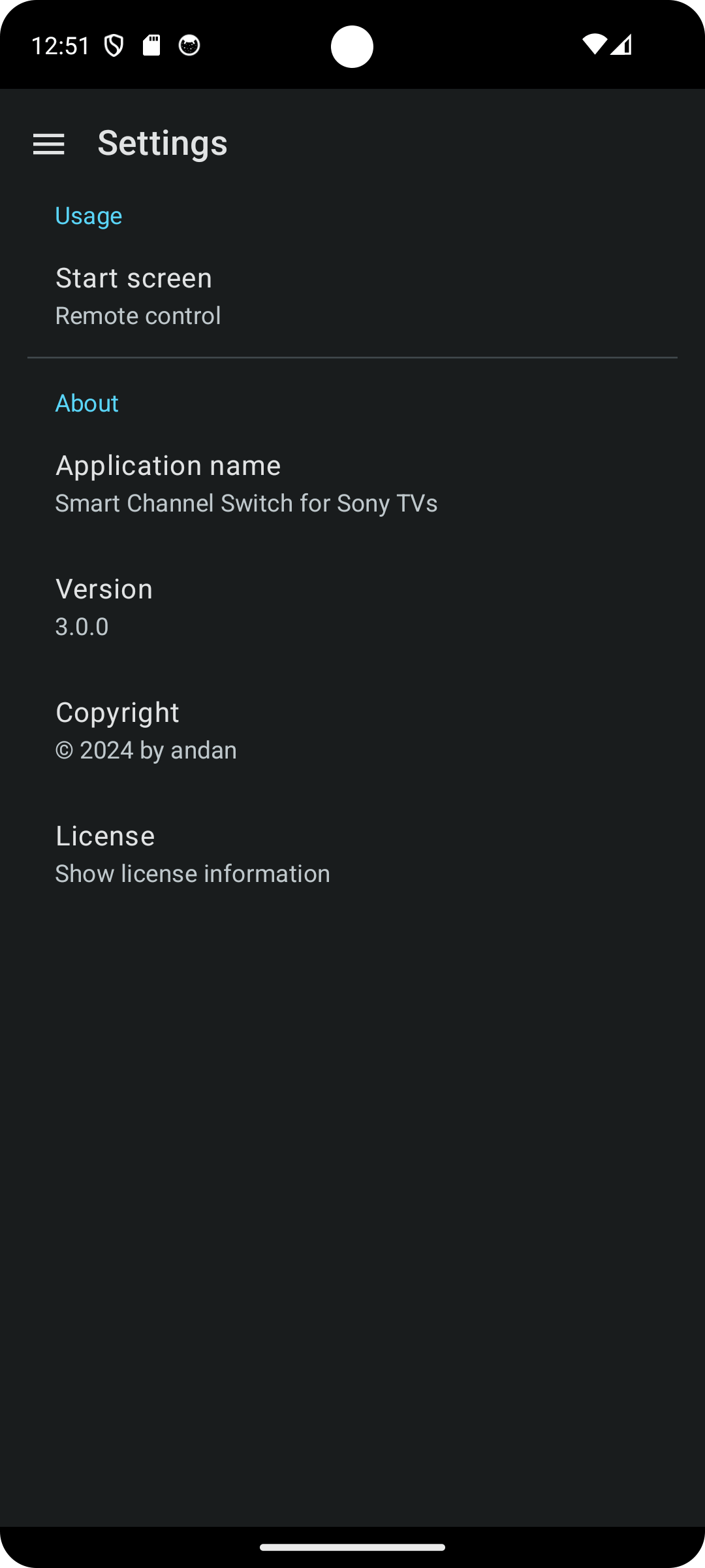 sonytvswitch Remote control and program switch app for Sony TVs