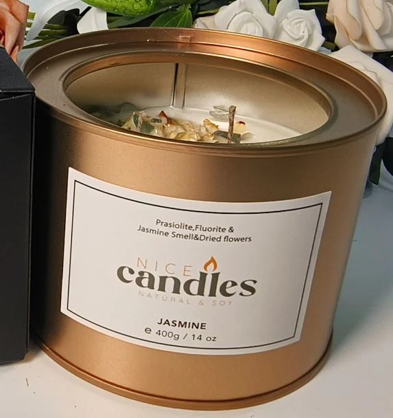 Nice Candles Natural Essential Oils Candle with Healing Crystals