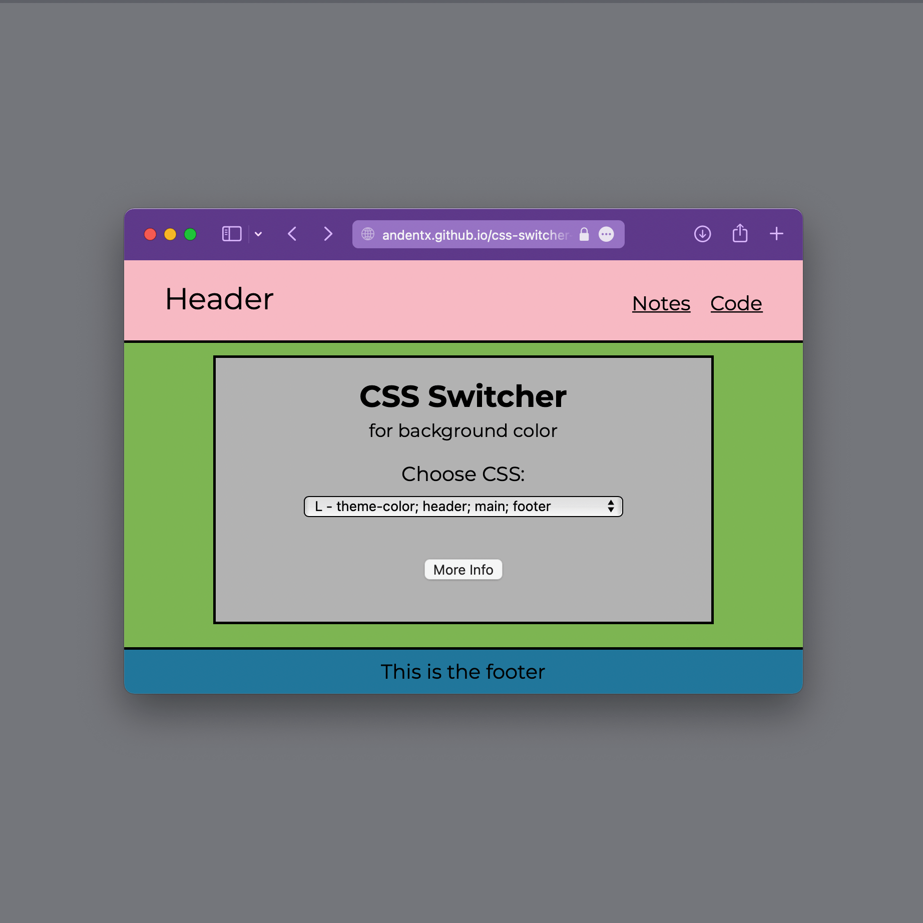 CSS Switcher Background Color