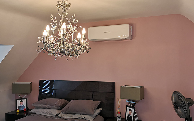 Bedroom air conditioning installation in Worsley, Manchester. Andersons Air Conditioning