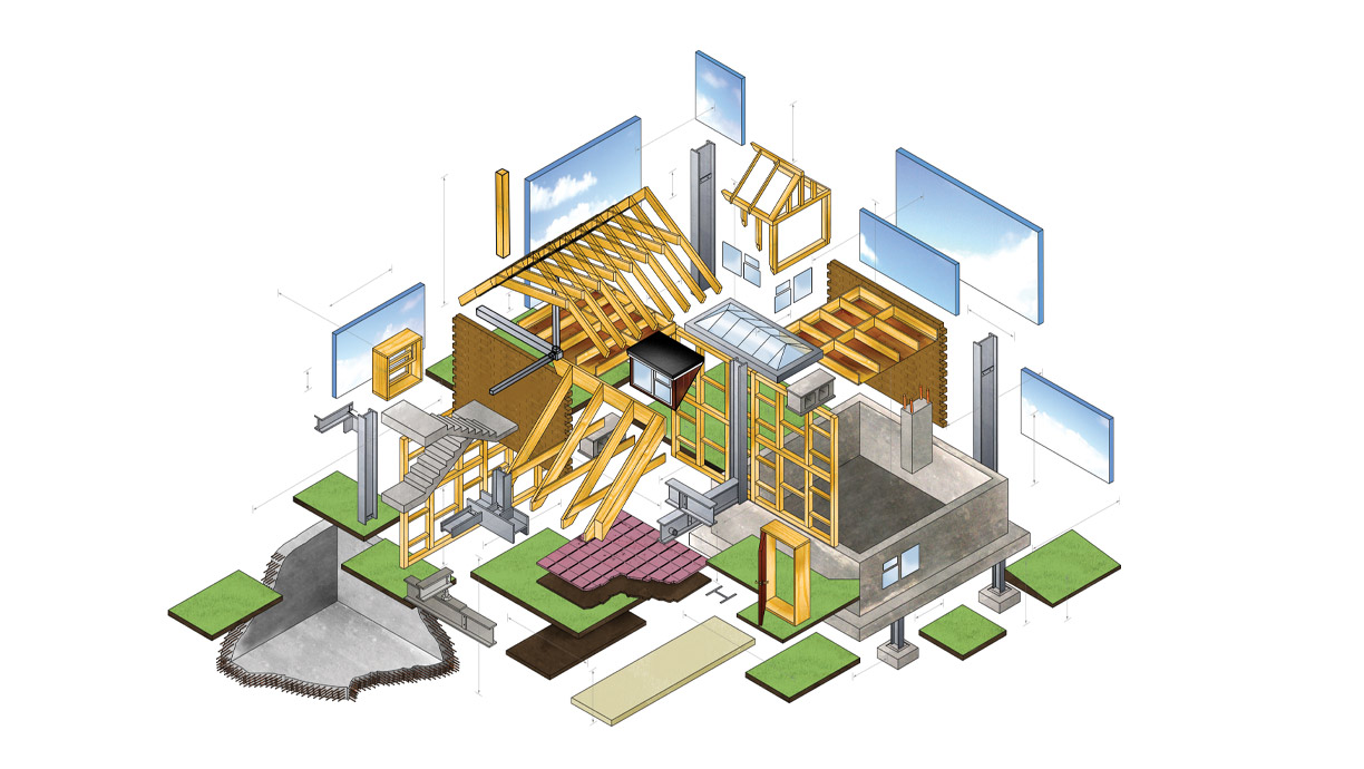 Illustrated artwork for the offices of a structural engineering company