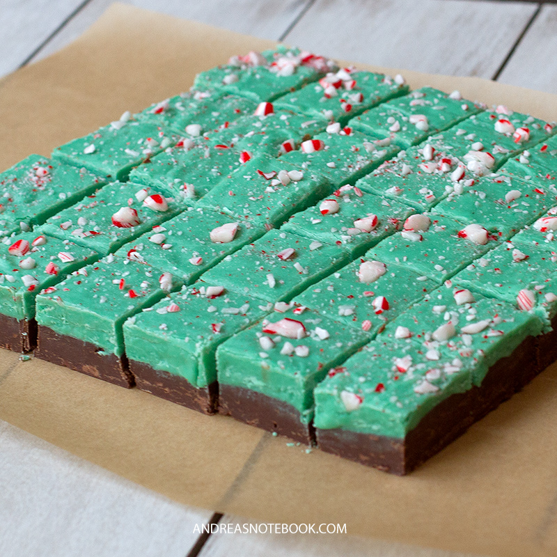 Layered Chocolate Peppermint Fudge Recipe Printable