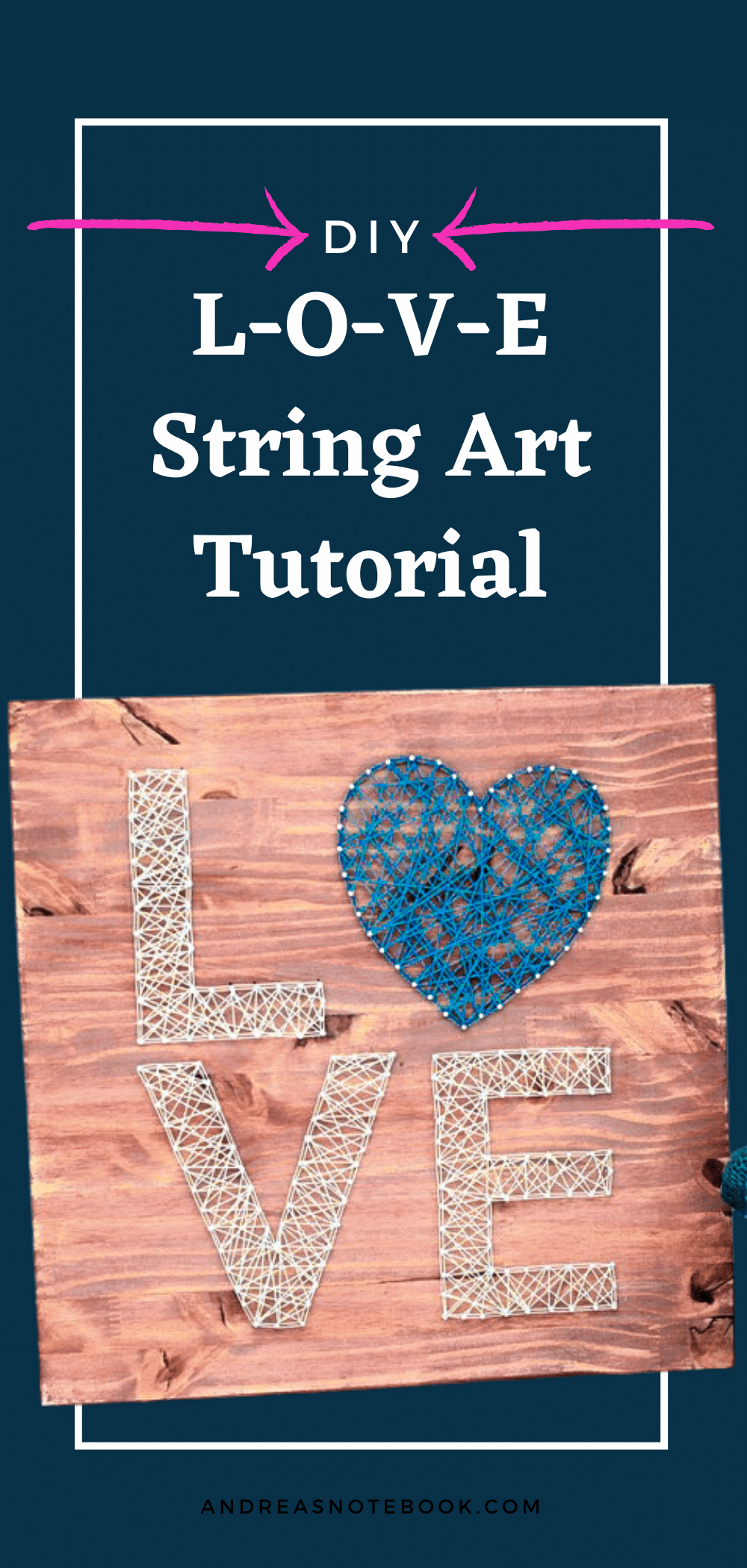 FREE template for LOVE love string art project for Valentine's Day
