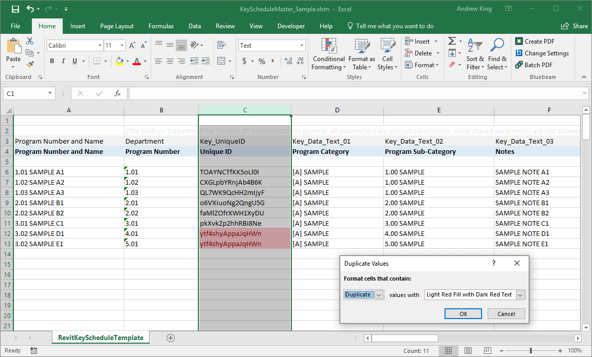 Synchronize Revit Key Schedules Using an Excel Master List andrewking(me)