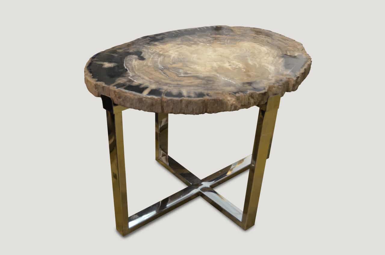Petrified Wood Slab Side Table 31ARKP Andrianna Shamaris