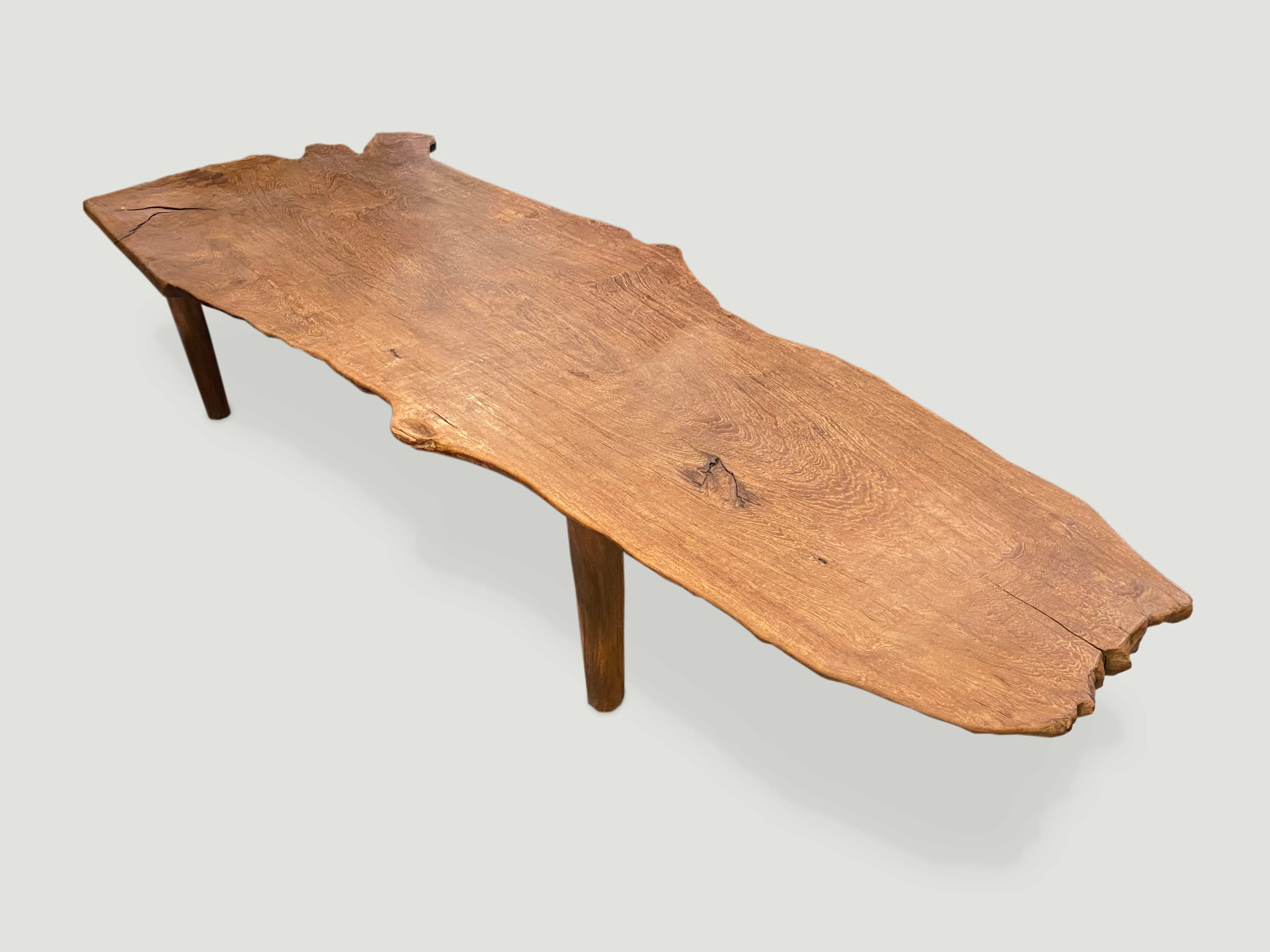 Live Edge Teak Wood Coffee Table or Bench 83EL Andrianna Shamaris