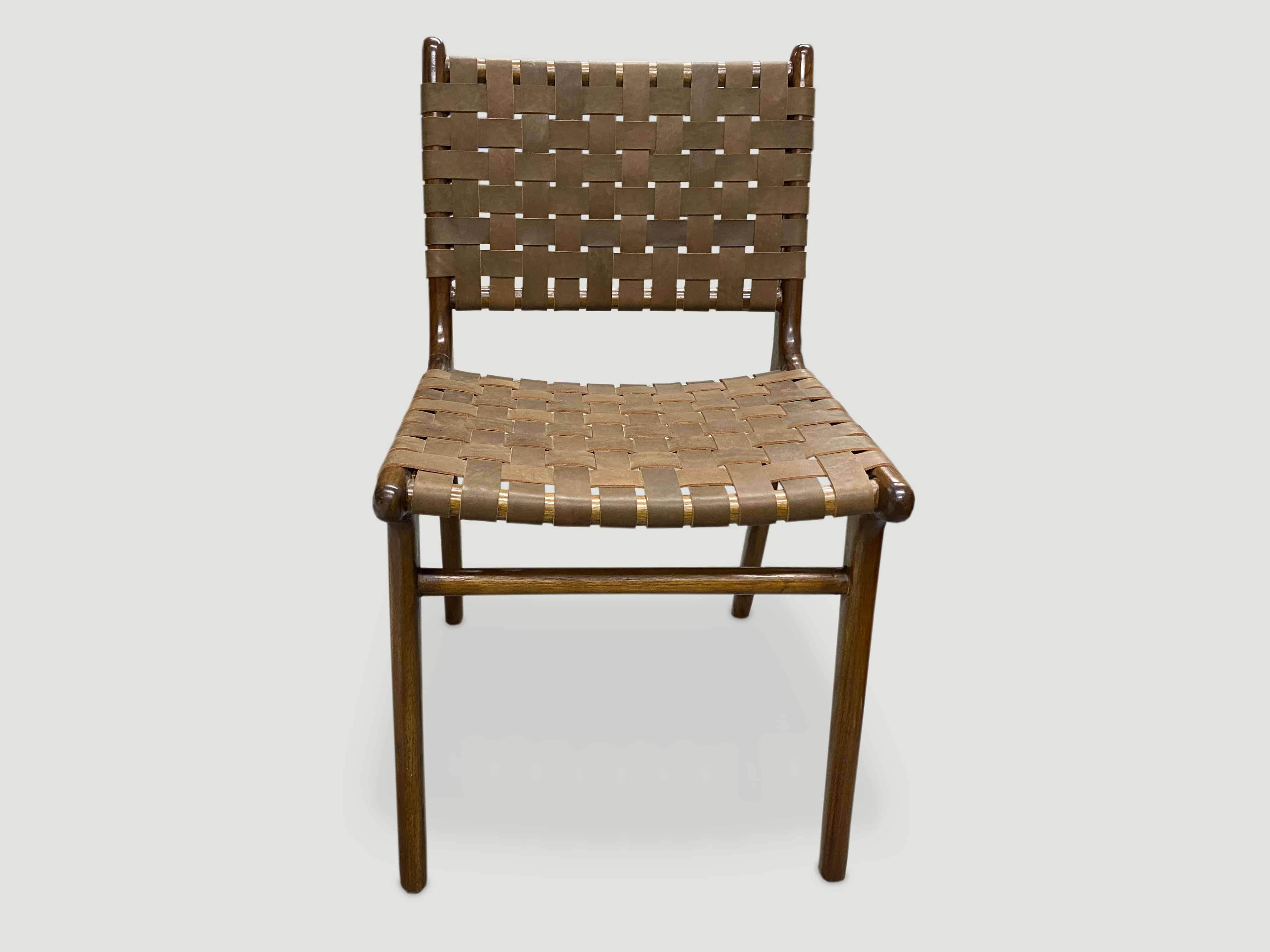Modern Chair Series Single Backed Leather Woven Chair 84KA Andrianna