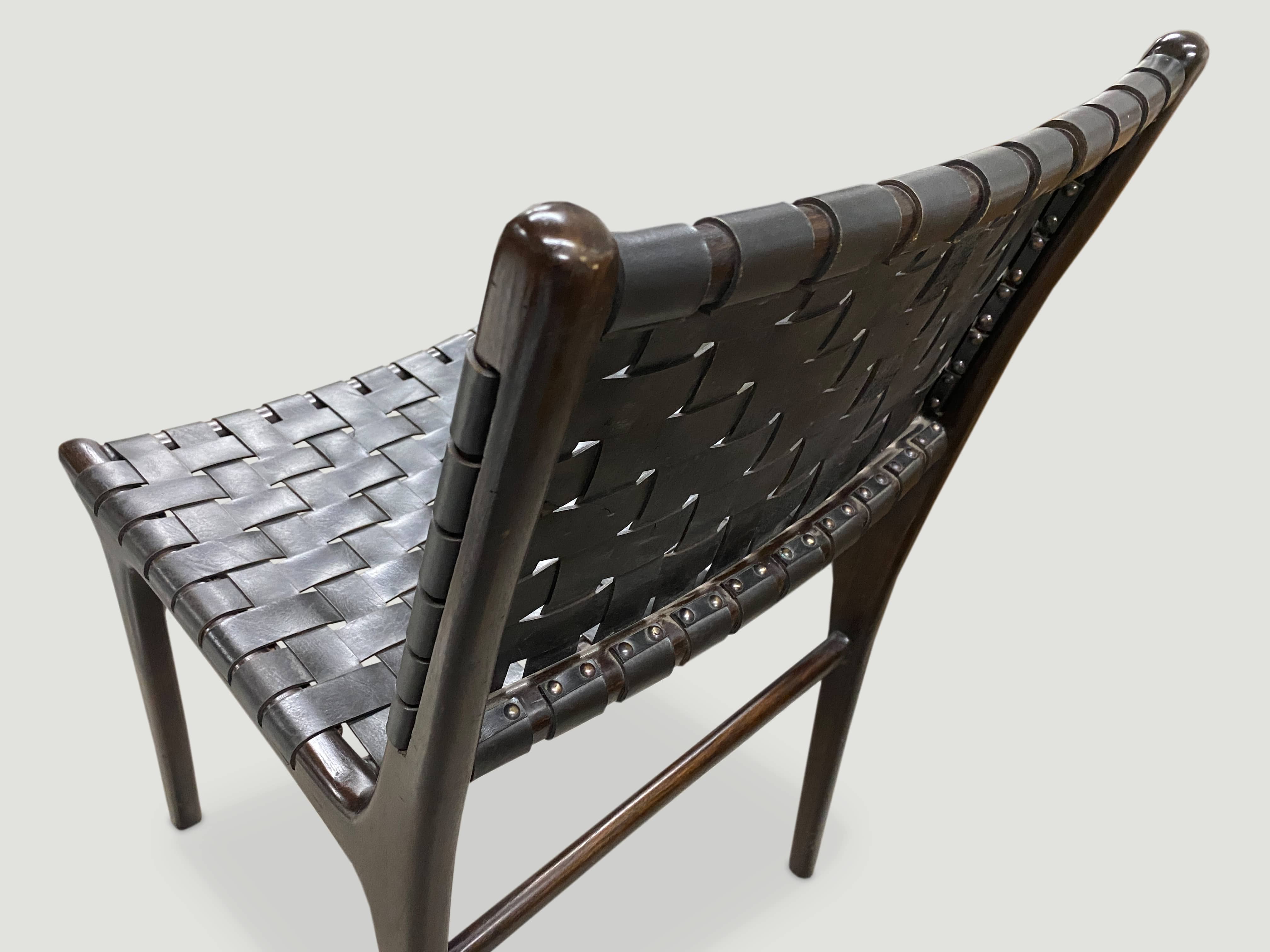 Modern Chair Series Single Backed Leather Woven Chair 43KA Andrianna