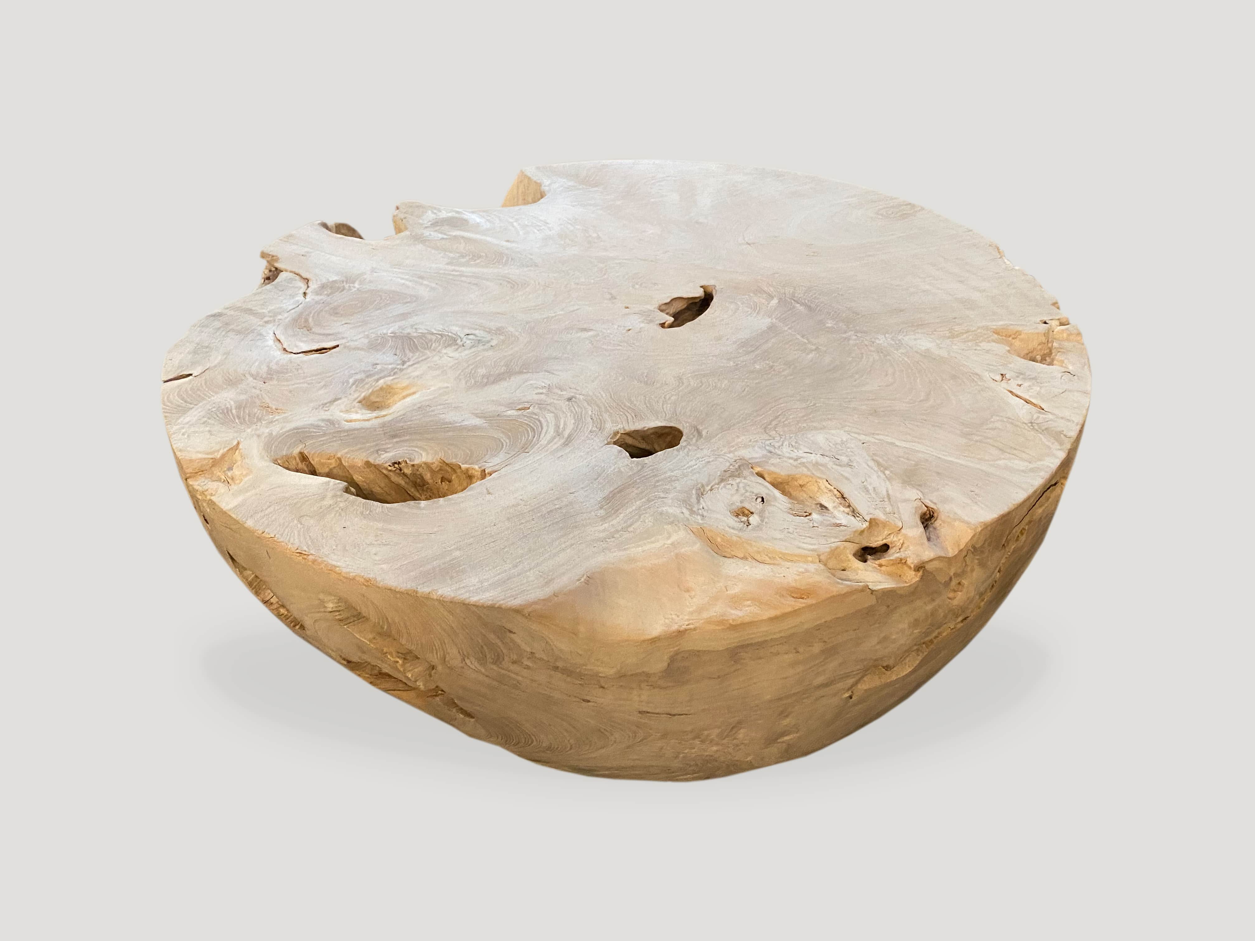 Round Bleached Teak Coffee Table 346AG Andrianna Shamaris