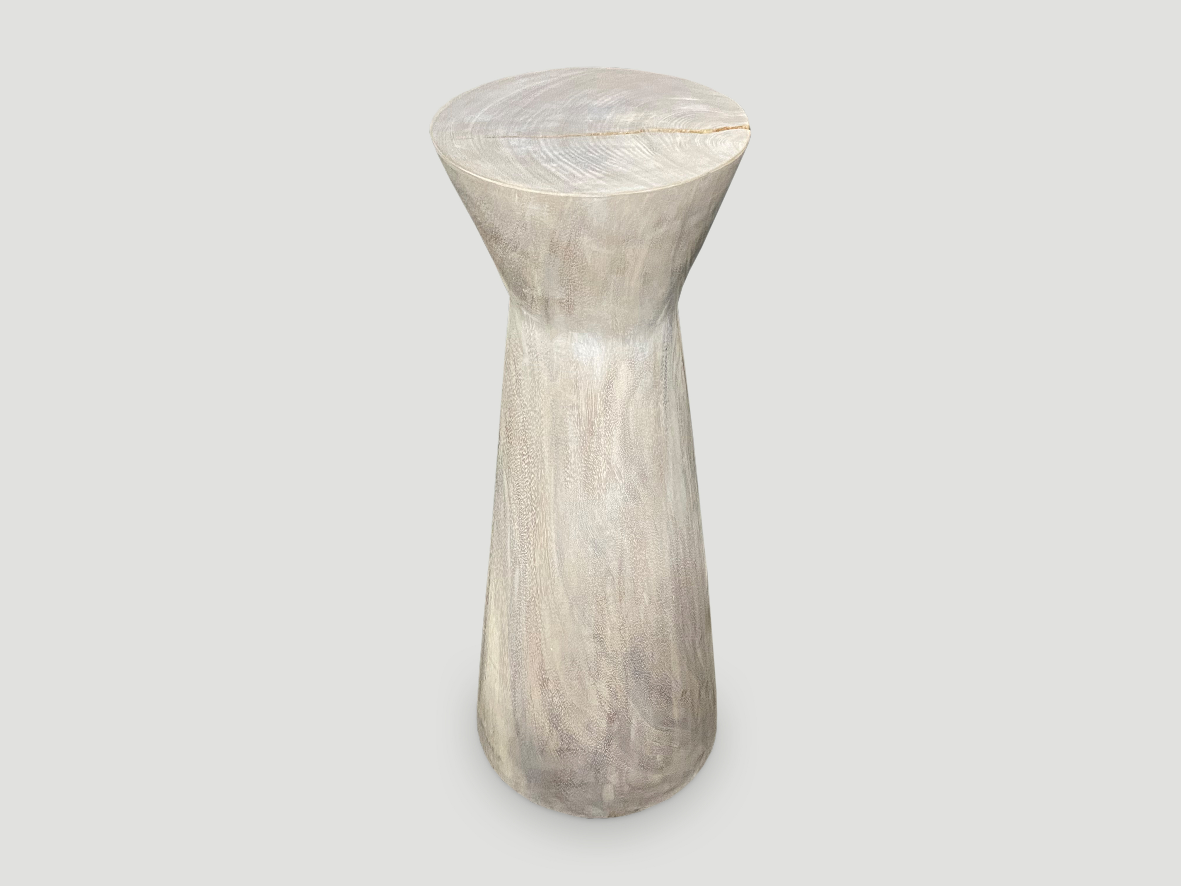 Tall White Washed Wood Side Table 14MA Andrianna Shamaris