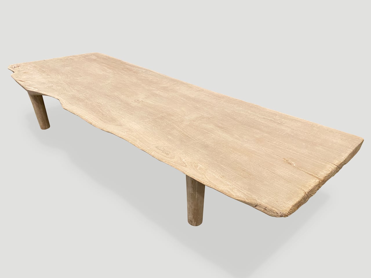 White Washed Live Edge Teak Wood Coffee Table or Bench 588E Andrianna