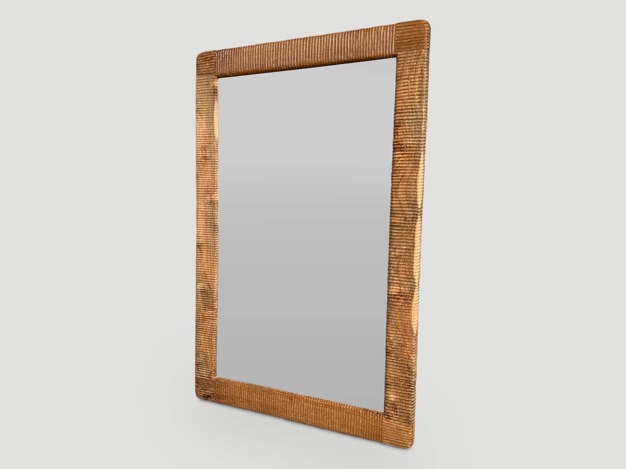 Minimalist Hand Carved Teak Wood Mirror 636A Andrianna Shamaris