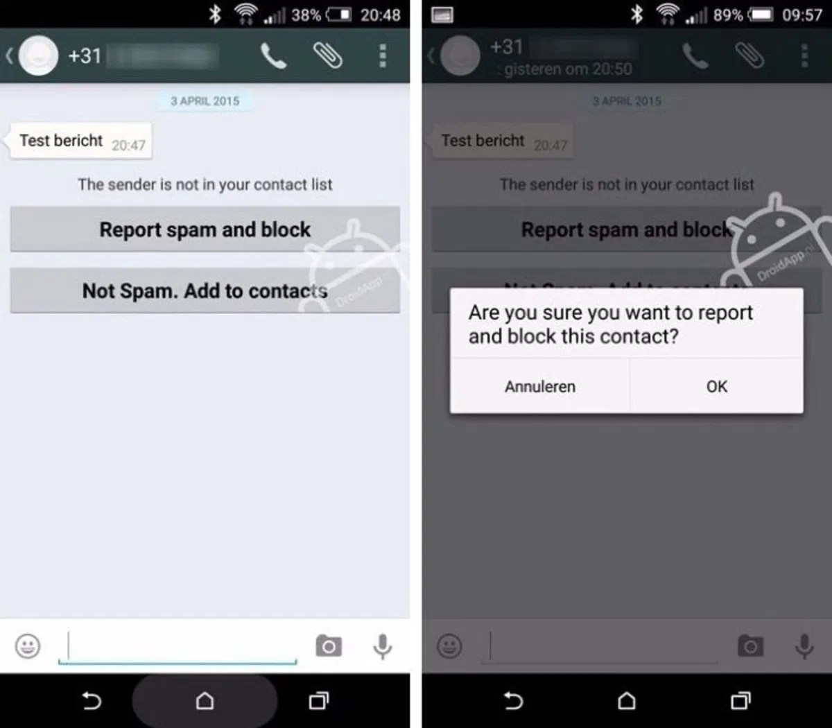 Nueva versión de WhatsApp con la que reportar mensajes