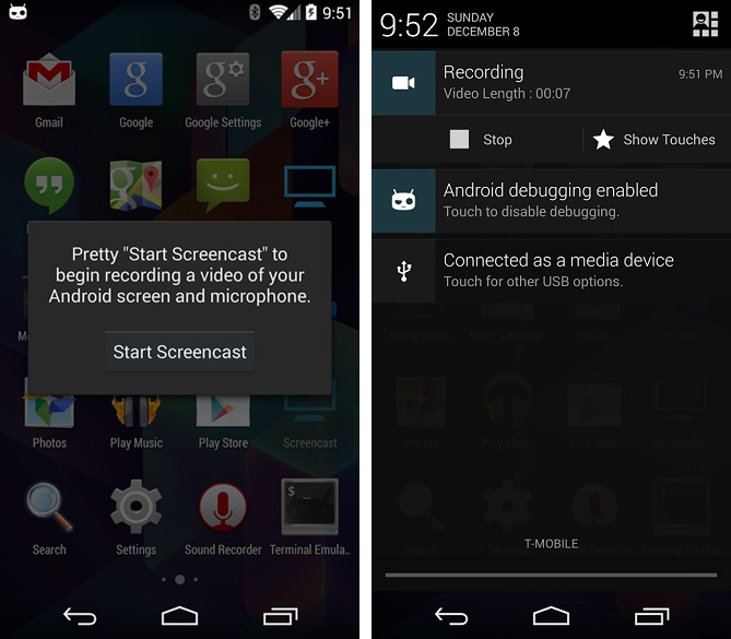 CyanogenMod Screencast La beta ouverte commence sur Google Play