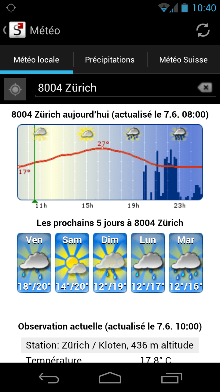 L'application pour Android search.ch