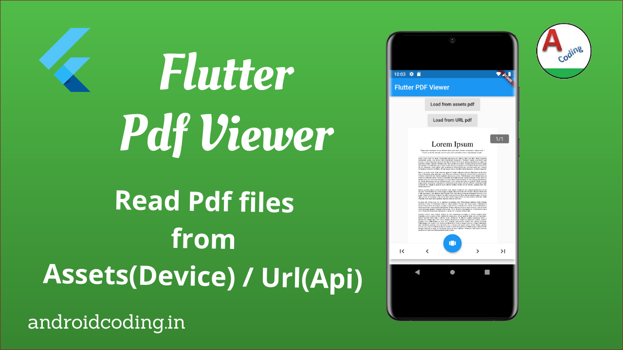 Flutter PDF viewer implementation for beginners AndroidCoding.in