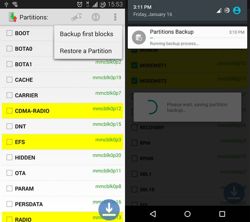 Partitions Backup & Restore app hits Android and requires