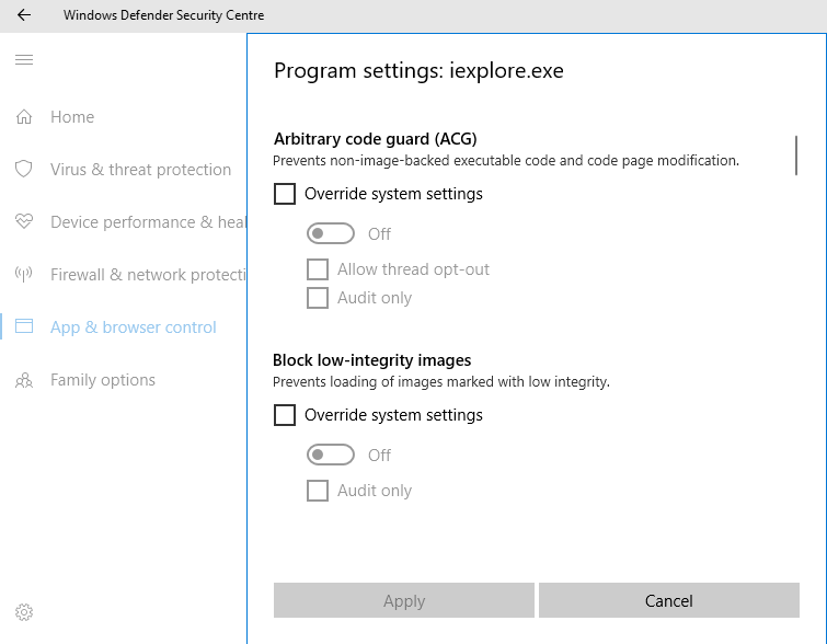 Windows 10でWindows Defender Exploit保護を構成する ウィンドウズ