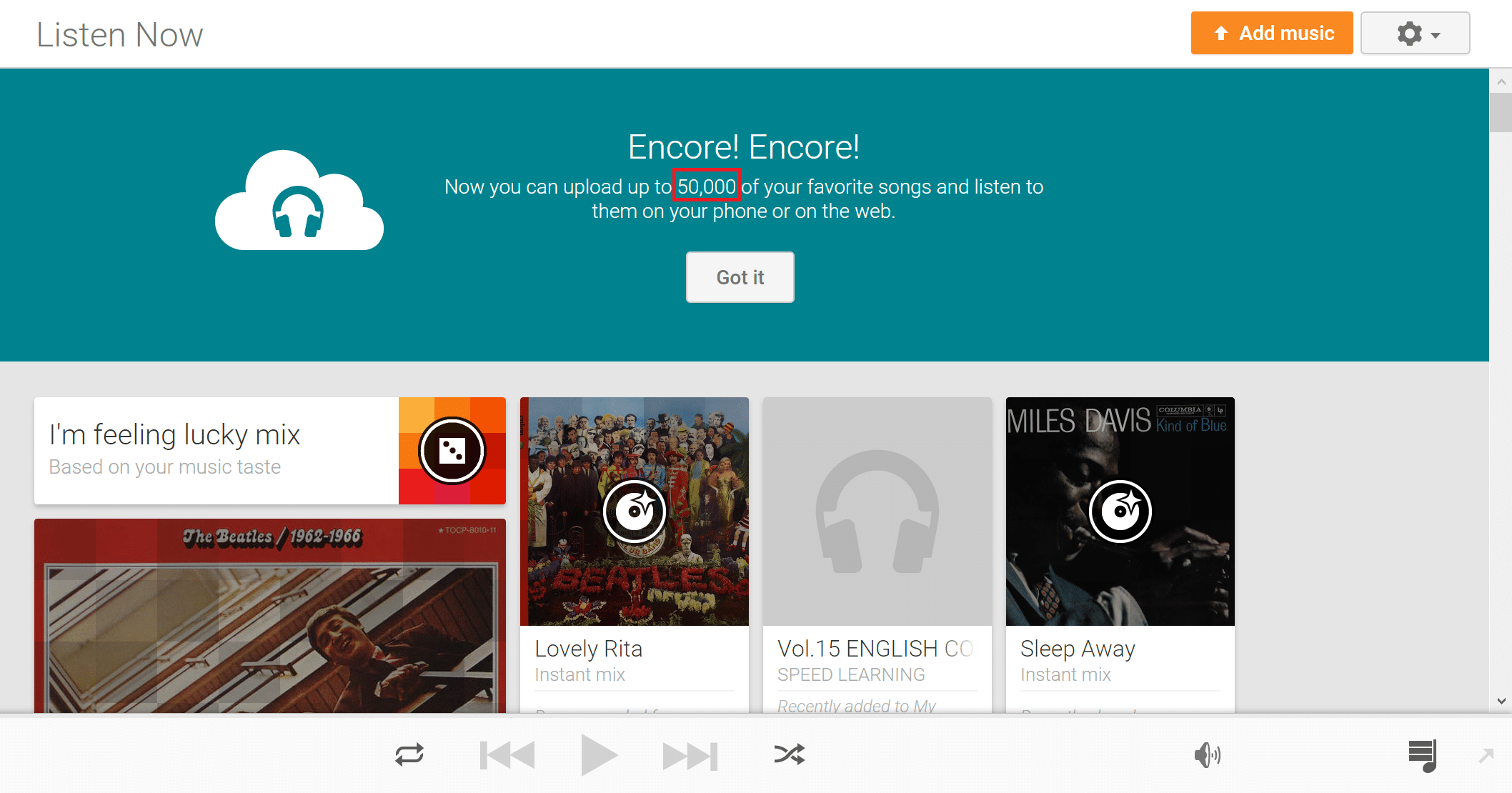 Google Play Musicのアップロード上限曲数が20000曲から50000曲に増量。 アンドロイドラバー