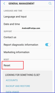 Reset option