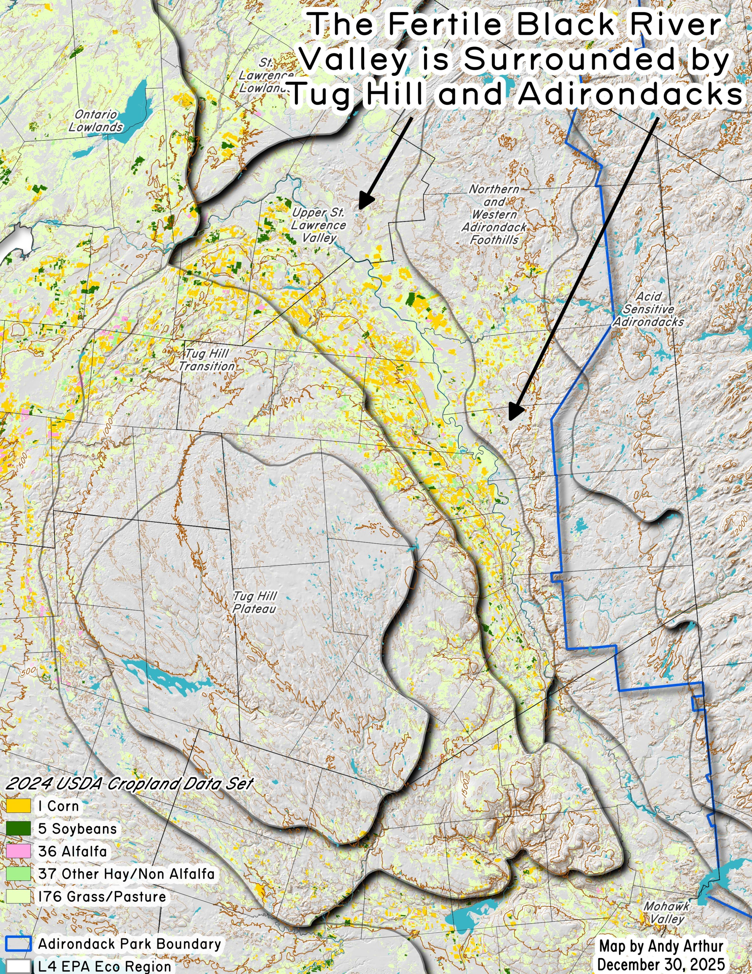 Map Farming In Black River Valley Narrow Band of Farms Between Tug
