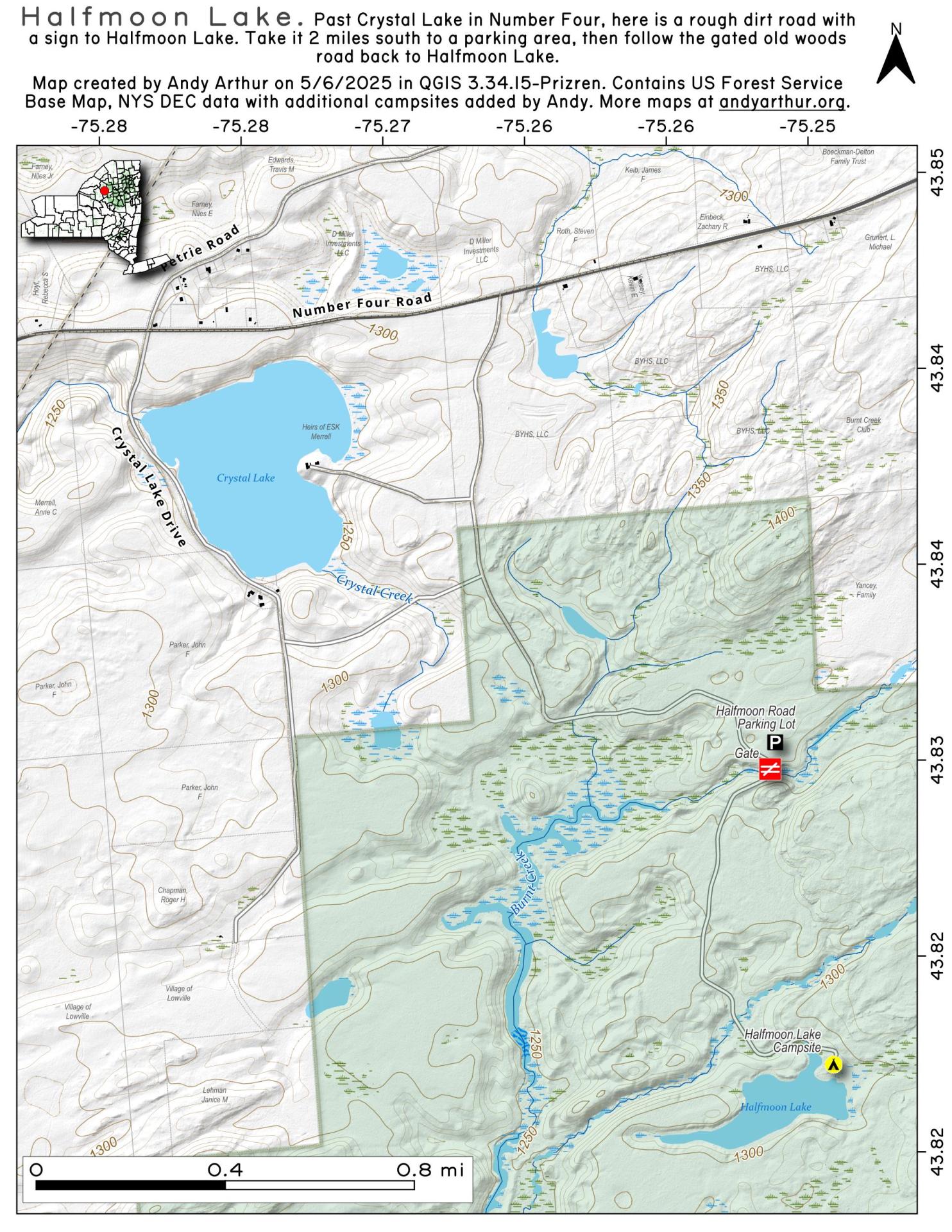 Map Halfmoon Lake Andy