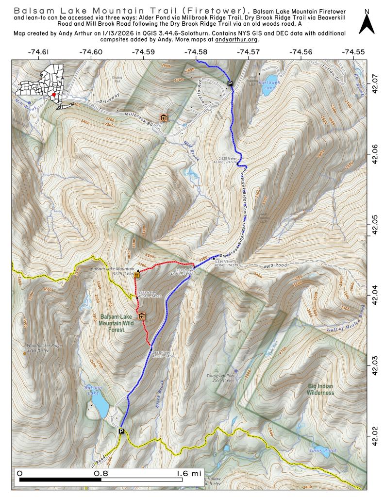 Balsam Lake topographic map, elevation, terrain