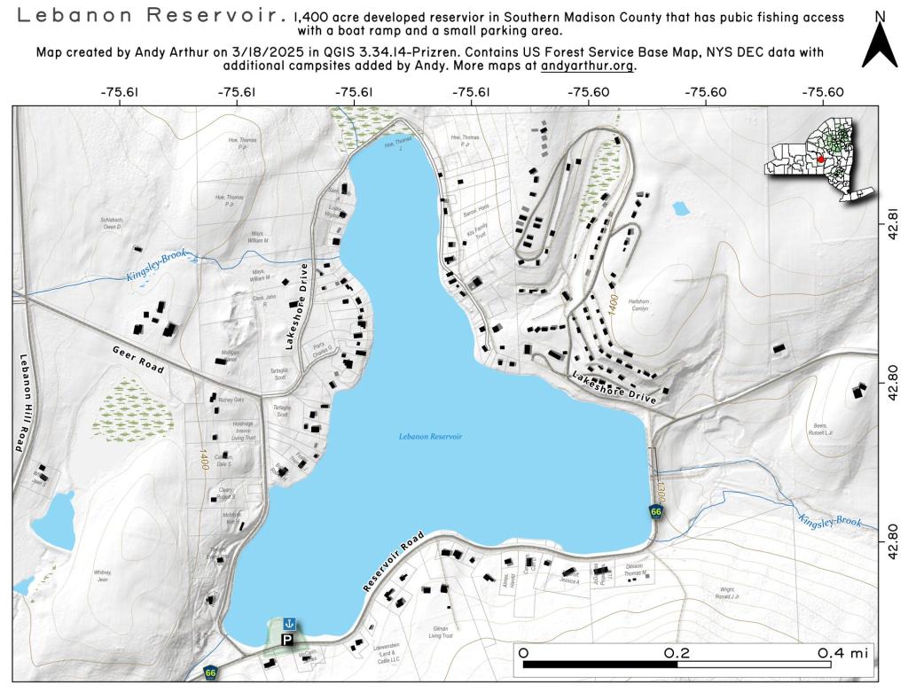 Map Lebanon Reservoir Andy