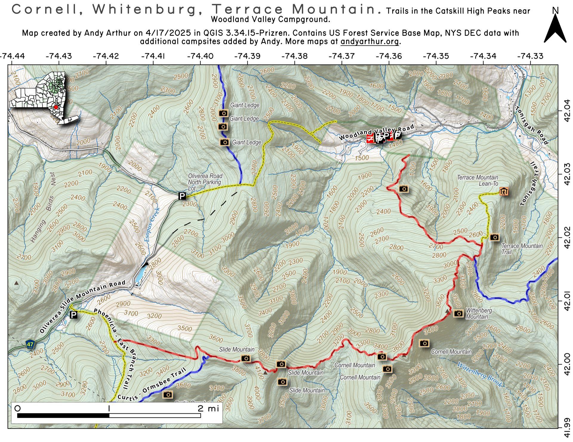Map Cornell, Wittenberg And Terrace Mountains Andy