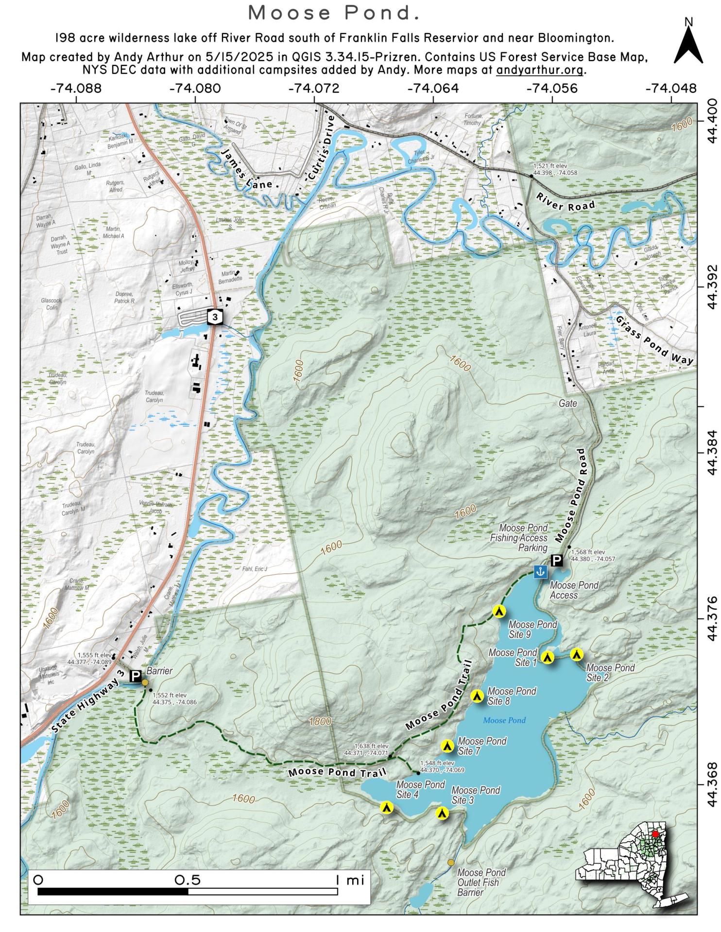 Map Moose Pond Andy