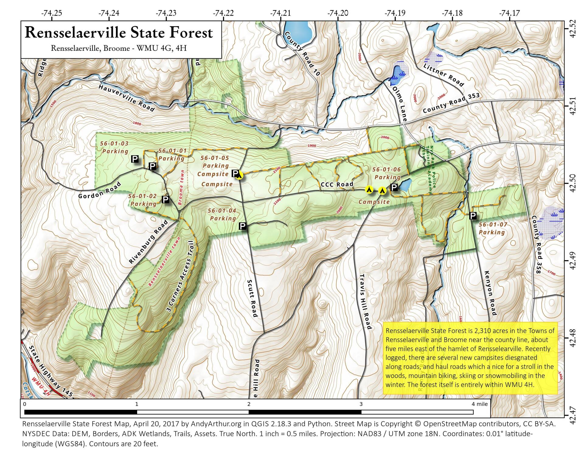 Map Rensselaerville State Forest Andy