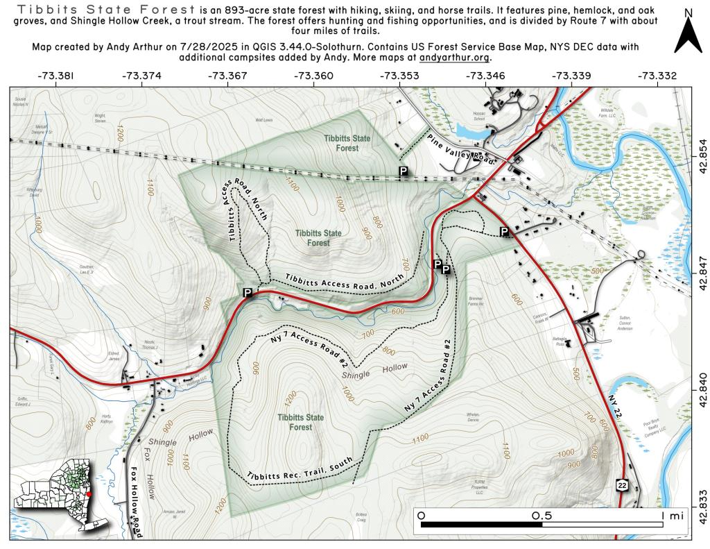 Map Tibbitts State Forest Andy