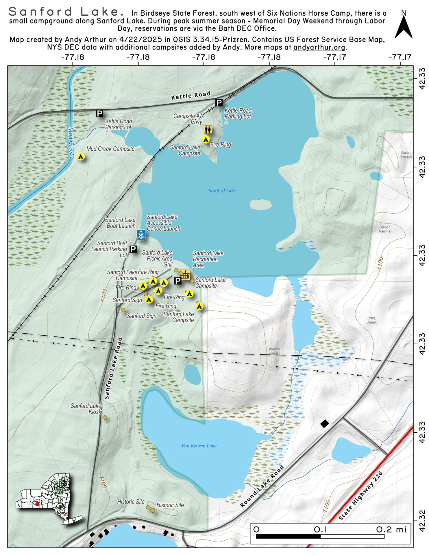 Map Sanford Lake Andy